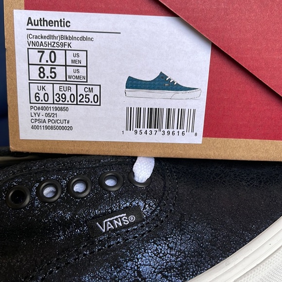 Vans Authentic Cracked Leather Black / Blue Men’s - Picture 16 of 16